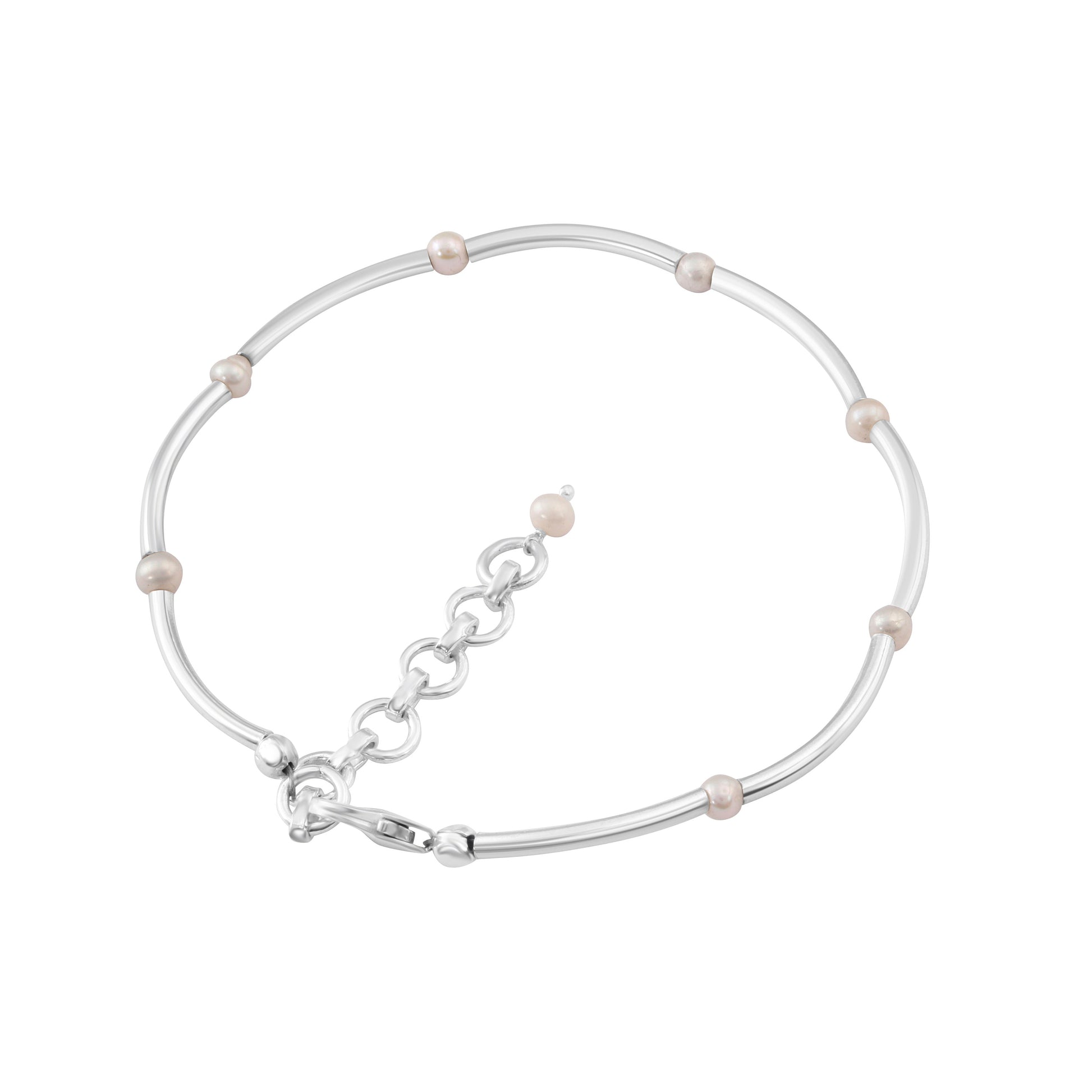 White Genuine Pearl Beautiful Gemstones 925 SILVER Tubes Bracelet Anklet, Pipes Bracelet Anklet, June Birthstone, Australia, Zorbajewellers
