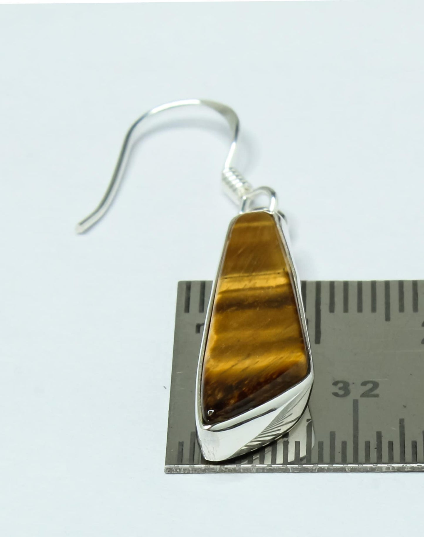 Quadrilateral TIGER'S EYE Gemstones 925 Sterling SILVER Drop Earrings