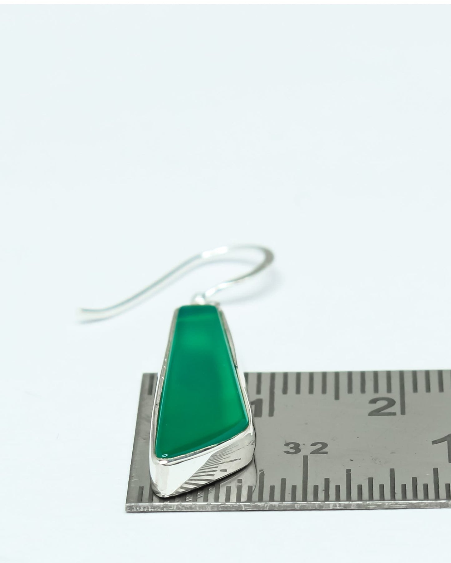 Quadrilateral GREEN ONYX Gems Solid 925 SILVER Minimalist Drop Earrings