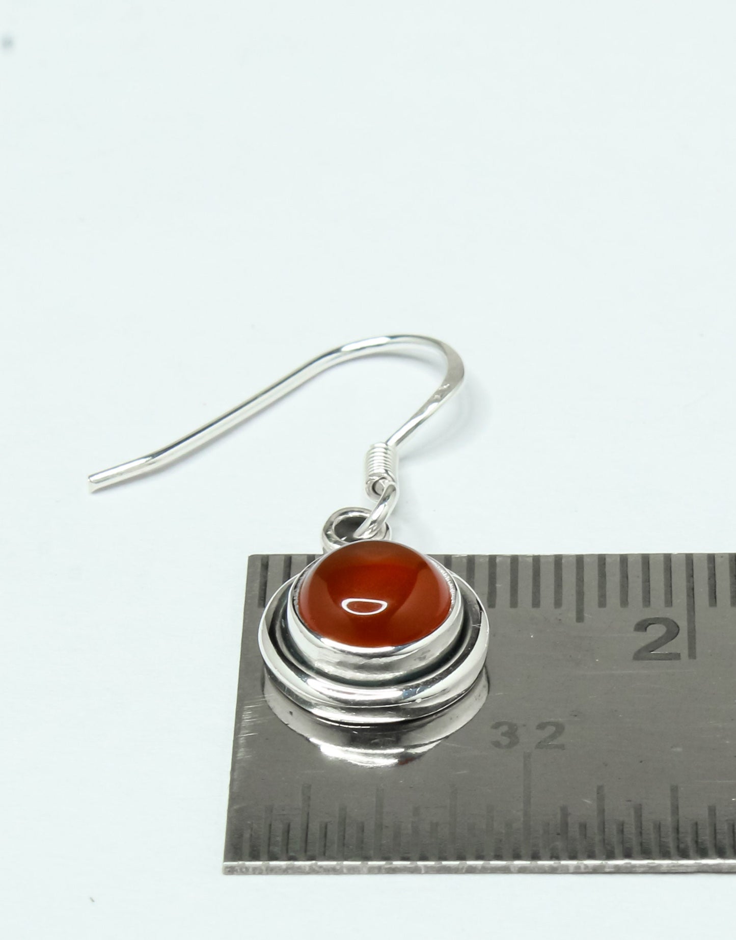 Round Shaped CARNELIAN Gems Solid 925 SILVER Minimalistic Drop Earrings
