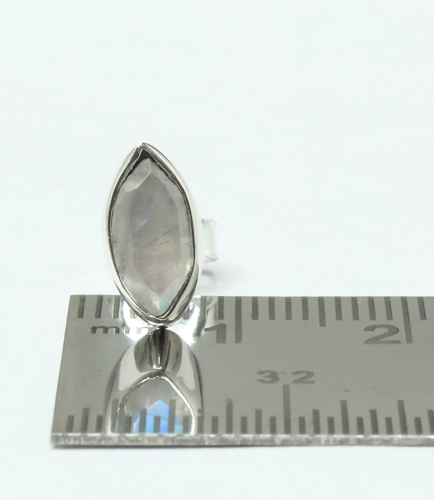 Leaf Shaped MOONSTONE Gems Solid 925 Silver Minimalist Stud Earrings