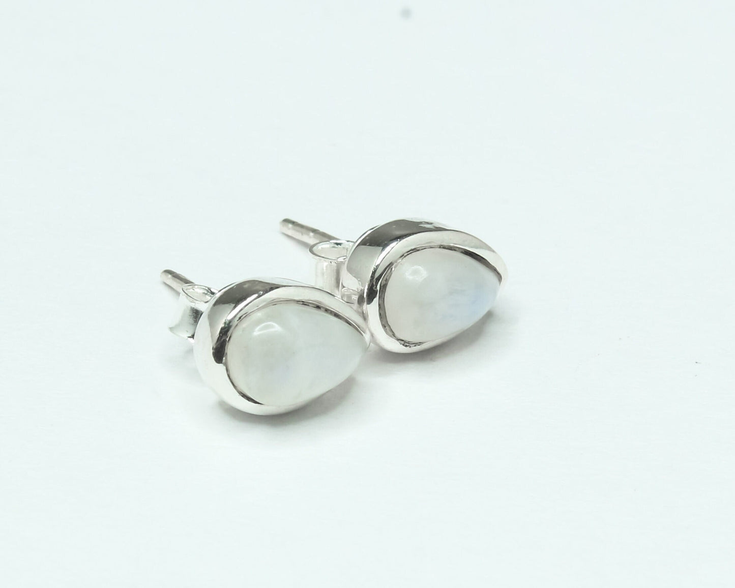 Pear/Teardrop MOONSTONE Gems Solid 925 Silver Minimalist Stud Earrings