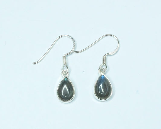 Pear/Teardrop Gray LABRADORITE Gems Silver Minimalistic Drop Earrings