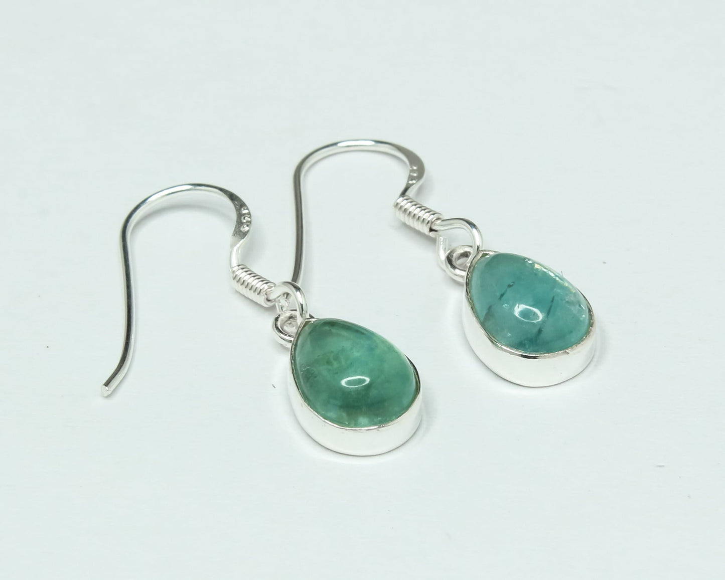 Pear/Teardrop Green APATITE 925 Sterling SILVER Minimalist Drop Earrings