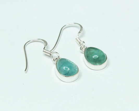 Pear/Teardrop Green APATITE Gems Sterling Silver Minimalist Drop Earrings