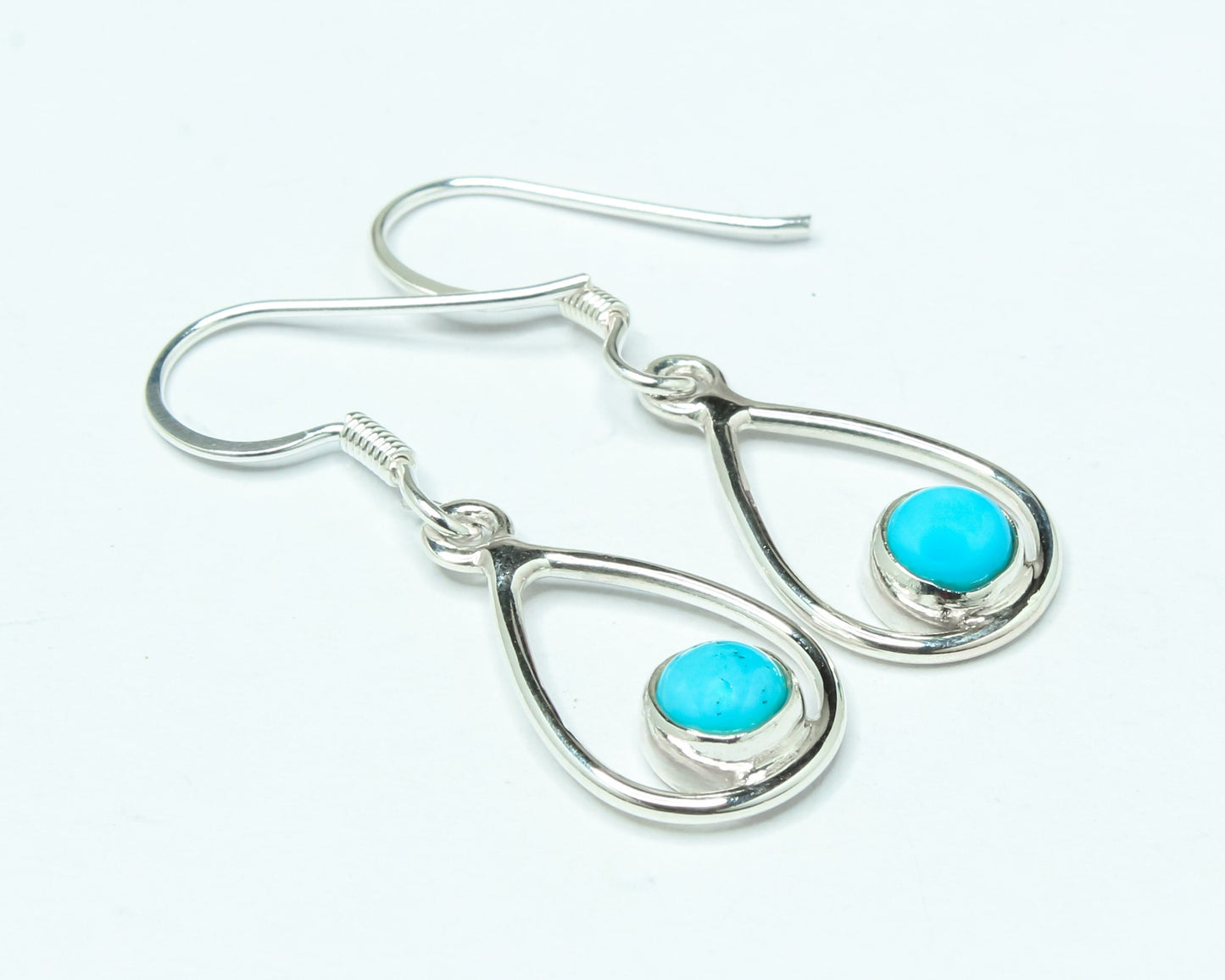 Pear/Teardrop Turquoise Gemstone 925 Silver Minimalist Drop Earrings
