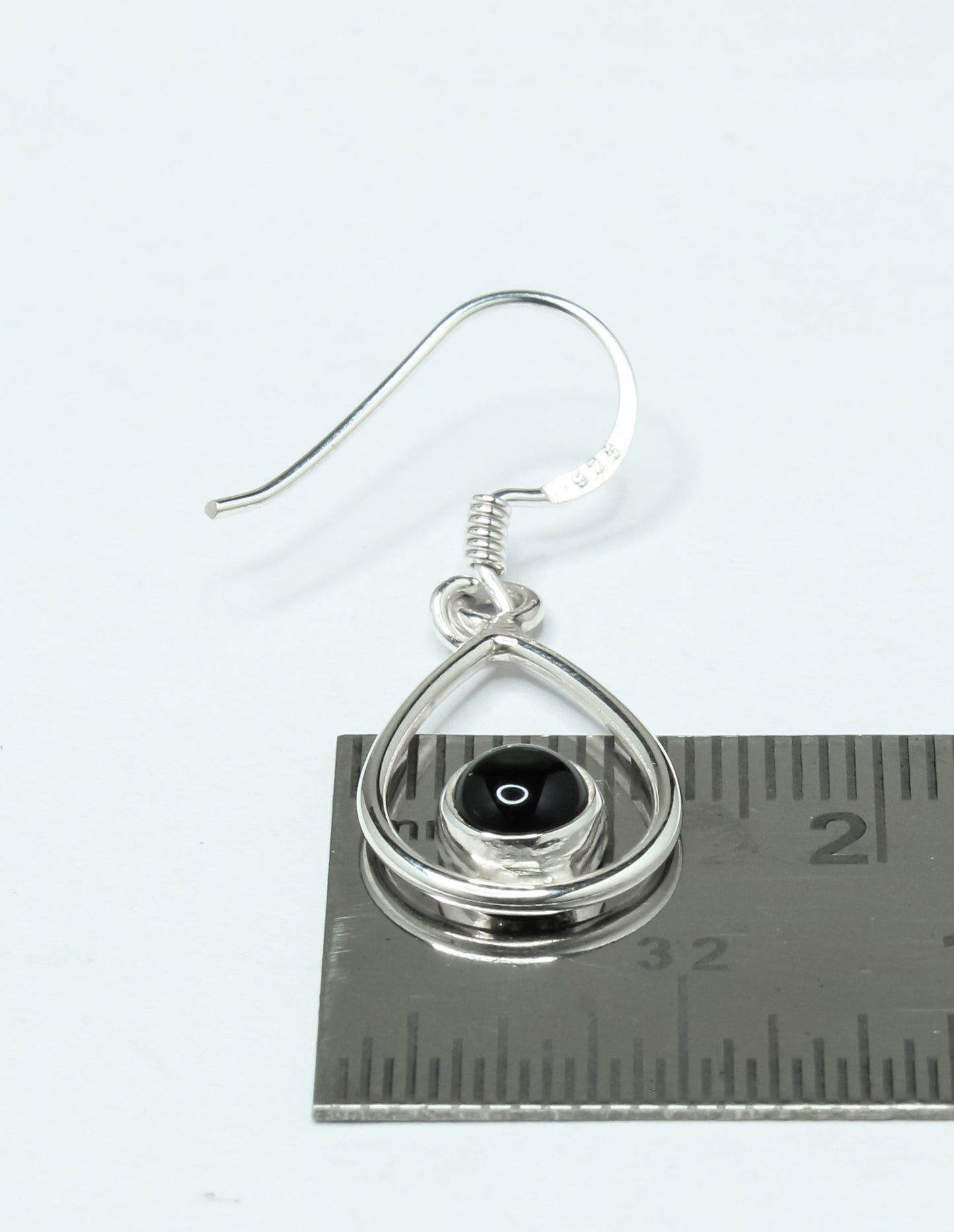 Pear/Teardrop Black ONYX Gems 925 Sterling Silver Simple Drop Earrings