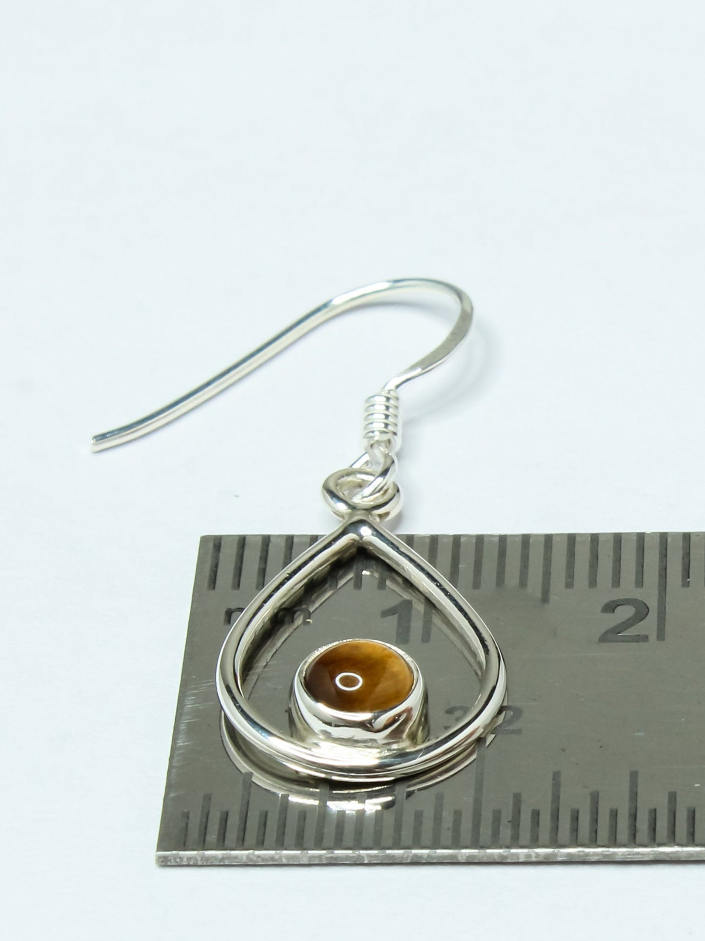 Pear/Teardrop Shaped TIGER'S EYE Gems 925 SILVER Simple Drop Earrings