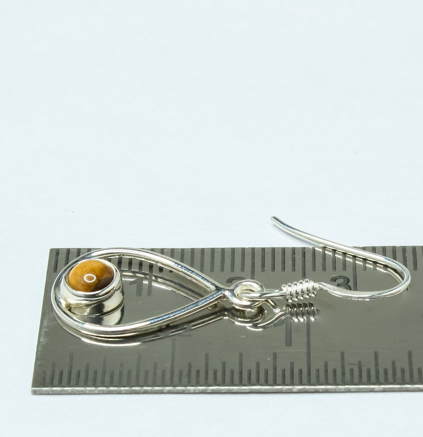 Pear/Teardrop Shaped TIGER'S EYE Gems 925 SILVER Simple Drop Earrings