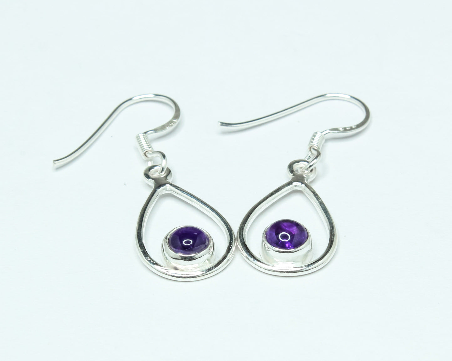 Pear/Teardrop AMETHYST Gems 925 SILVER Minimalist Purple Drop Earrings