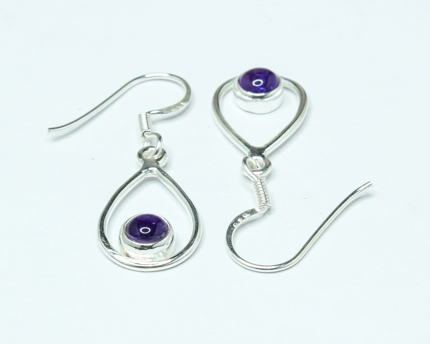 Pear/Teardrop AMETHYST Gems 925 SILVER Minimalist Purple Drop Earrings