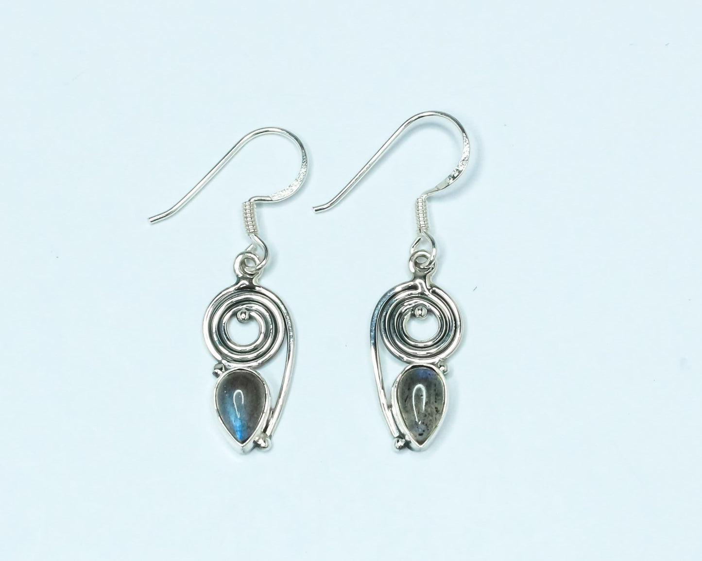 Pear/Teardrop LABRADORITE Gems Solid 925 Silver Bohemian Drop Earrings