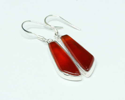 Quadrilateral CARNELIAN Gems 925 SILVER Minimalistic Style Earrings