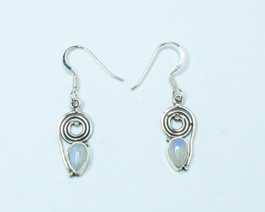 Pear/Teardrop Genuine MOONSTONE Gems 925 Sterling SILVER Drop Earrings