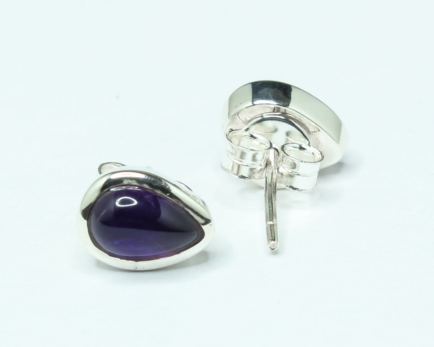 Pear AMETHYST 925 Silver Aquarius Zodiac Birthstone Stud Earrings