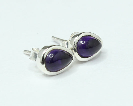 Pear AMETHYST 925 Silver Aquarius Zodiac Birthstone Stud Earrings
