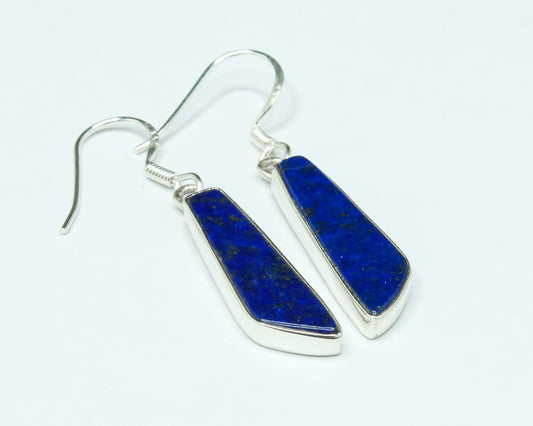 Quadrilateral LAPIS LAZULI 925 SILVER December Birthstone Drop Earrings