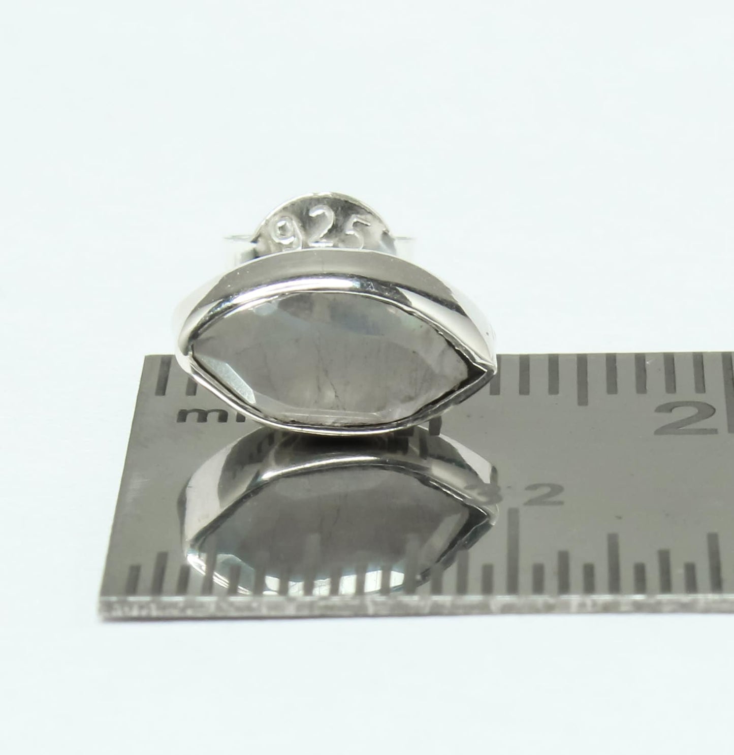 Leaf Shaped MOONSTONE Gems Solid 925 Silver Minimalist Stud Earrings