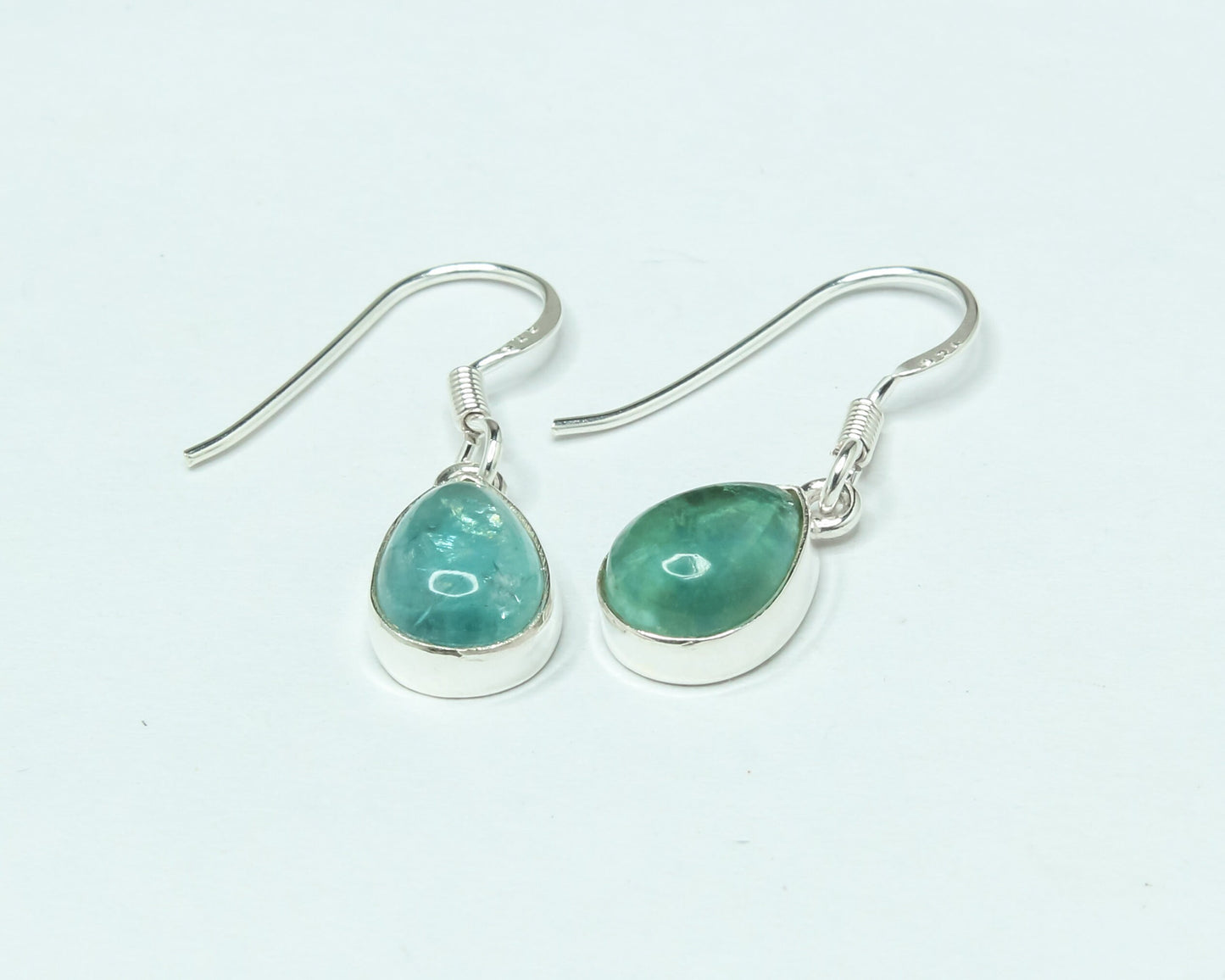 Pear/Teardrop Green APATITE Gems Sterling Silver Minimalist Drop Earrings