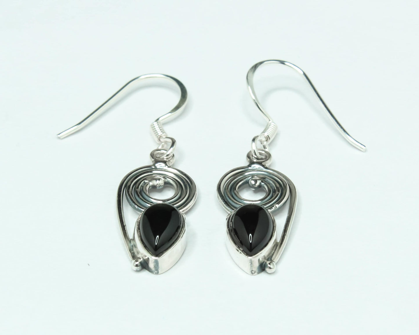 Pear/Teardrop Black ONYX Gems 925 Sterling Silver Bohemian Drop Earrings