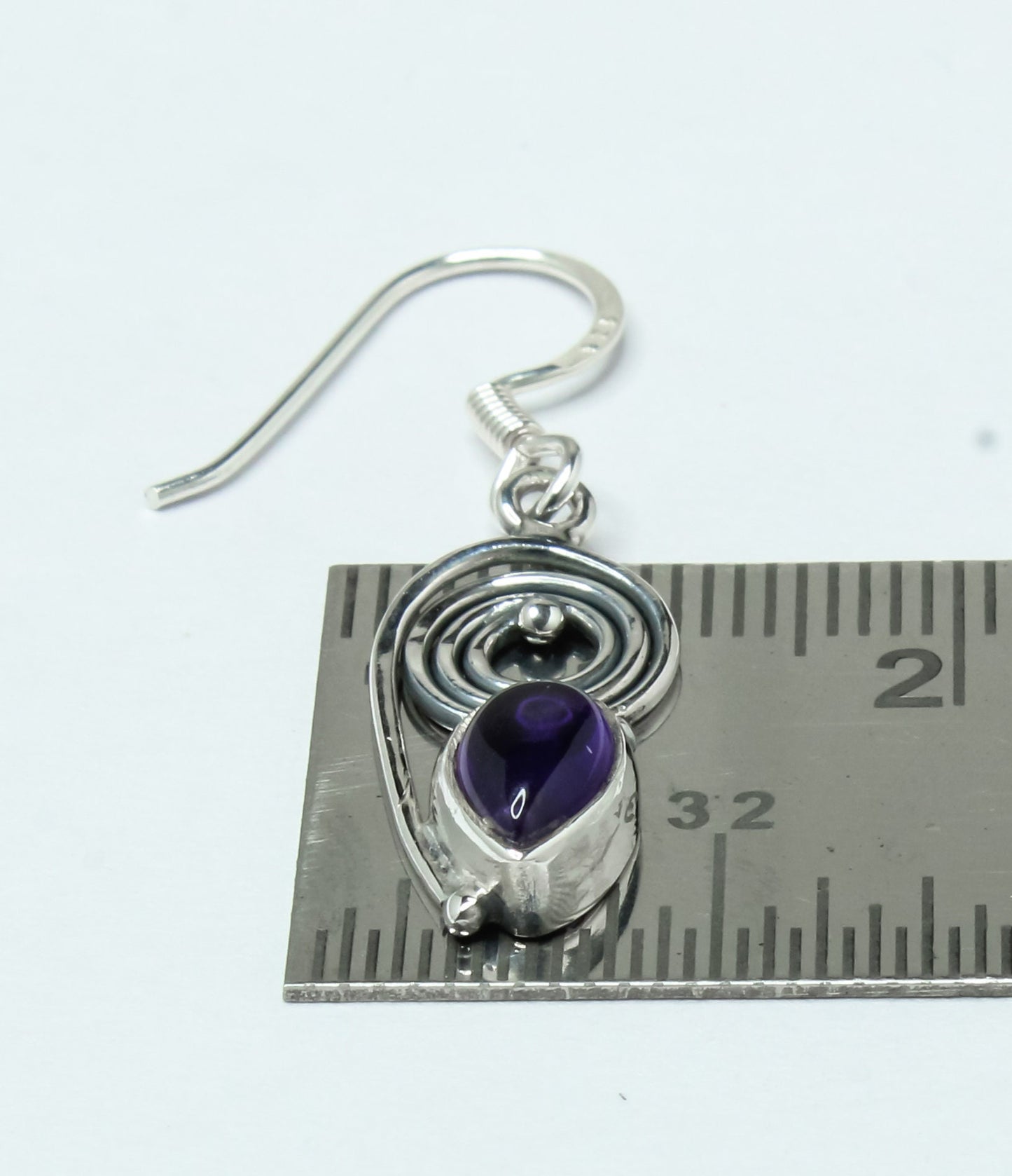 Pear Shaped AMETHYST 925 Silver Aquarius Zodiac Birthstone Drop Earrings
