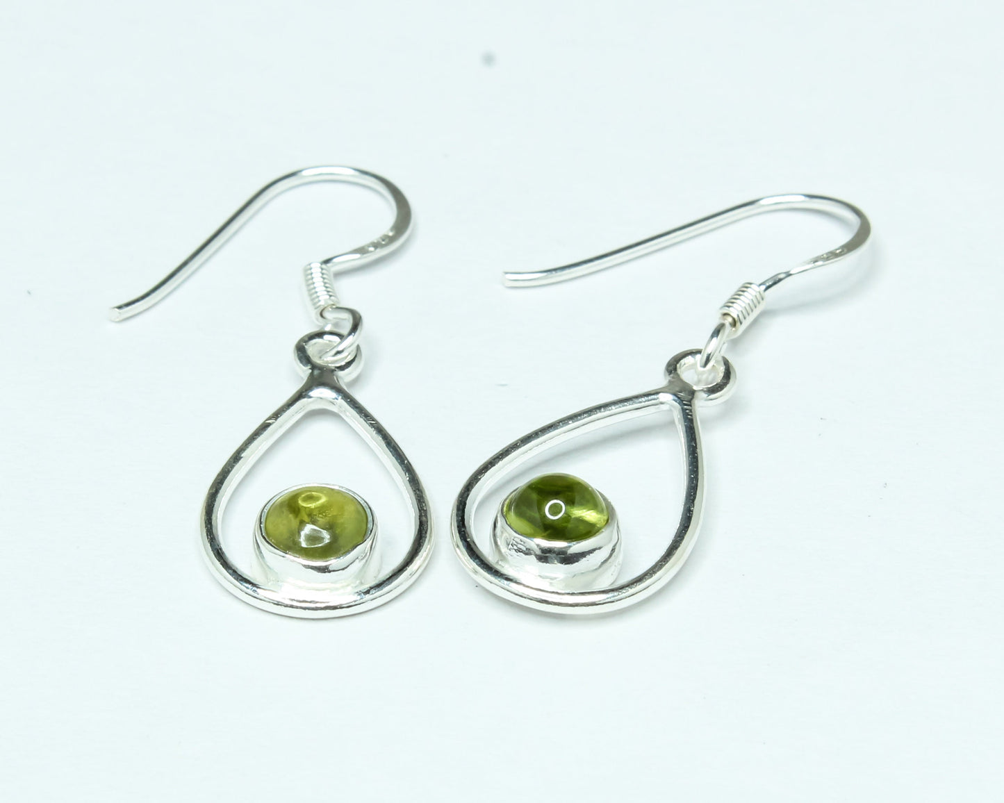 Pear/Teardrop Green PERIDOT Gems Sterling SILVER Simple Drop Earrings