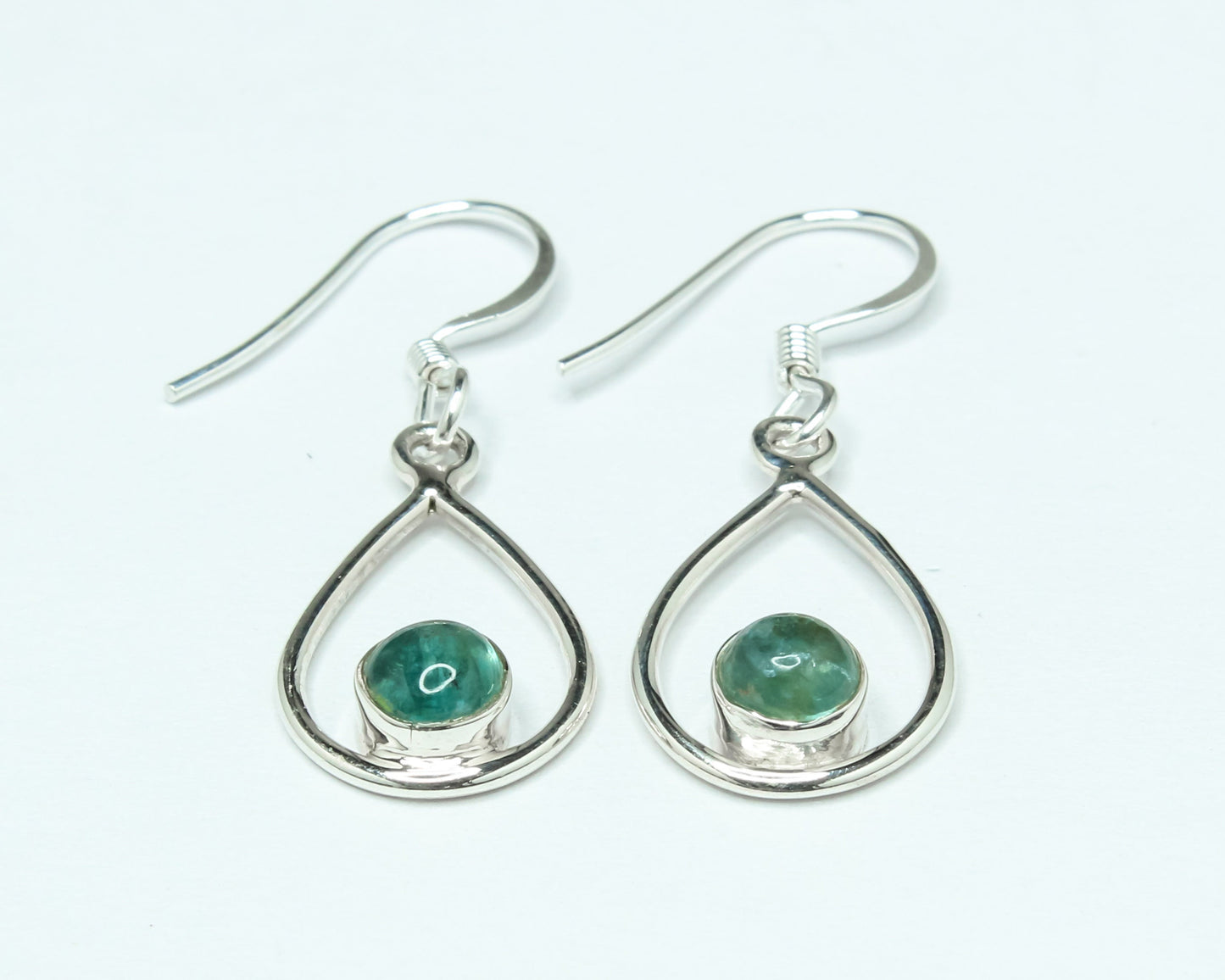 Pear/Teardrop Green APATITE Gems 925 SILVER Minimalist Drop Earrings