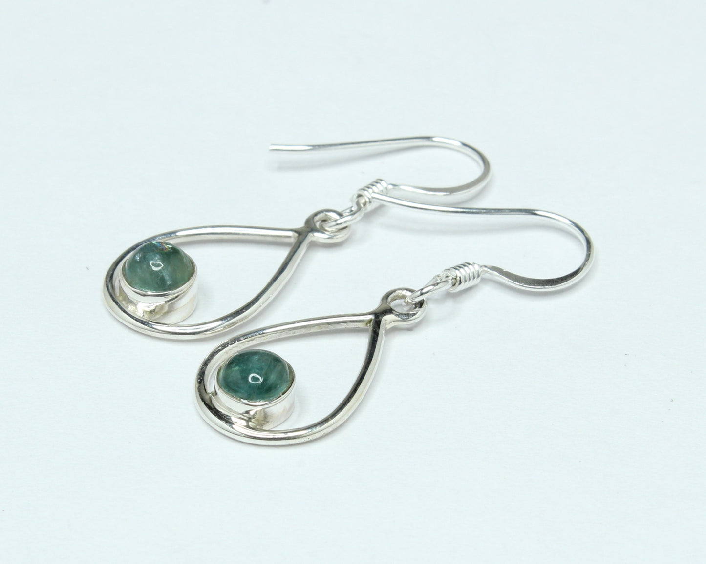 Pear/Teardrop Green APATITE Gems 925 SILVER Minimalist Drop Earrings