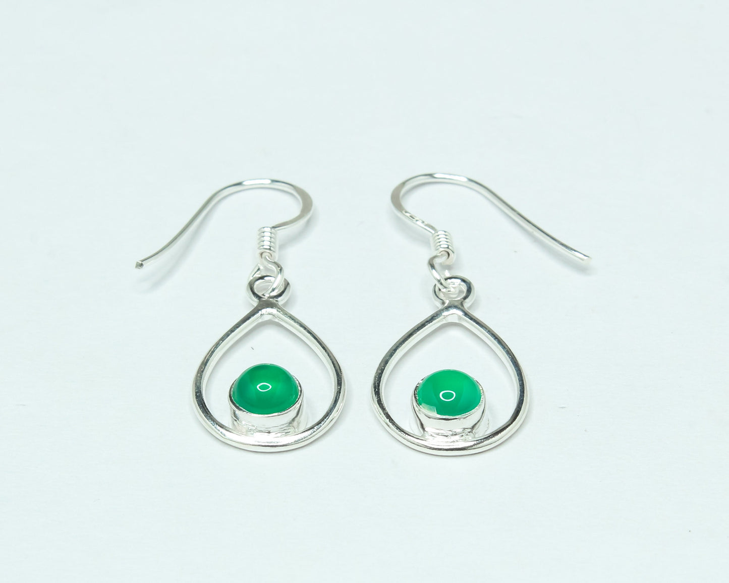 Pear/Teardrop Genuine GREEN ONYX Gems 925 SILVER Simple Drop Earrings