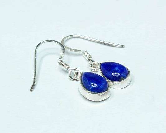 Pear Shaped LAPIS LAZULI 925 SILVER December Birthstone Drop Earrings