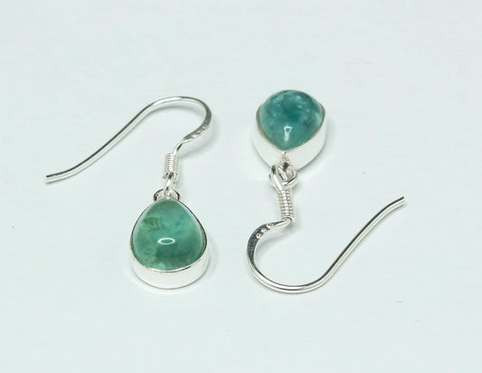 Pear/Teardrop Green APATITE 925 Sterling SILVER Minimalist Drop Earrings